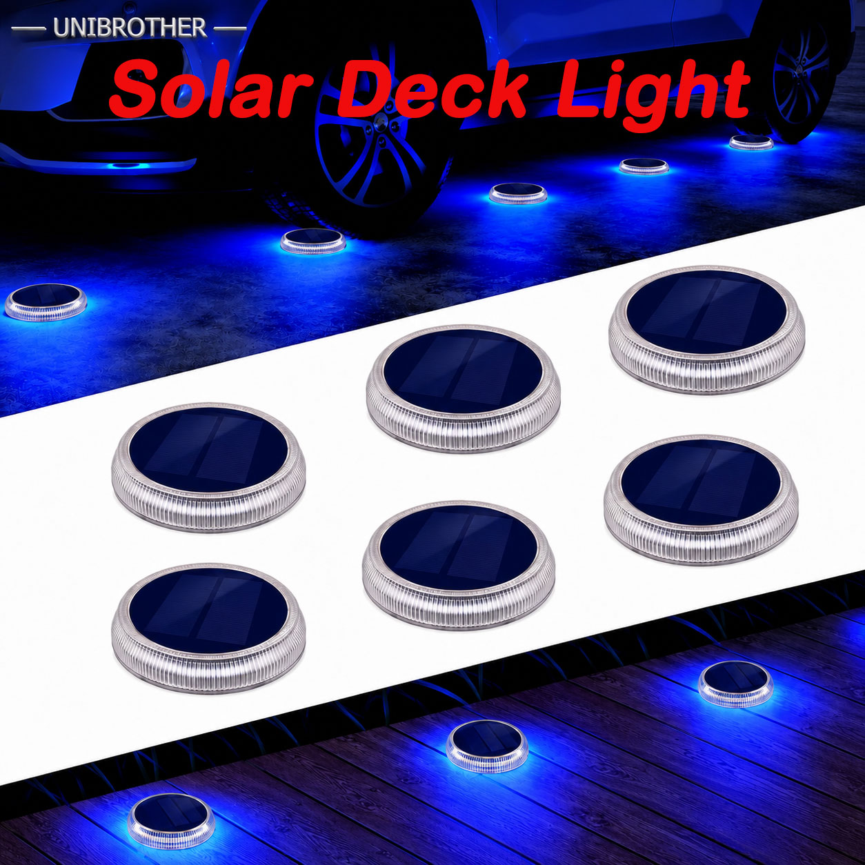Outdoor Lighting Ground Fixtures - 24 LED Solar Deck Light IP68