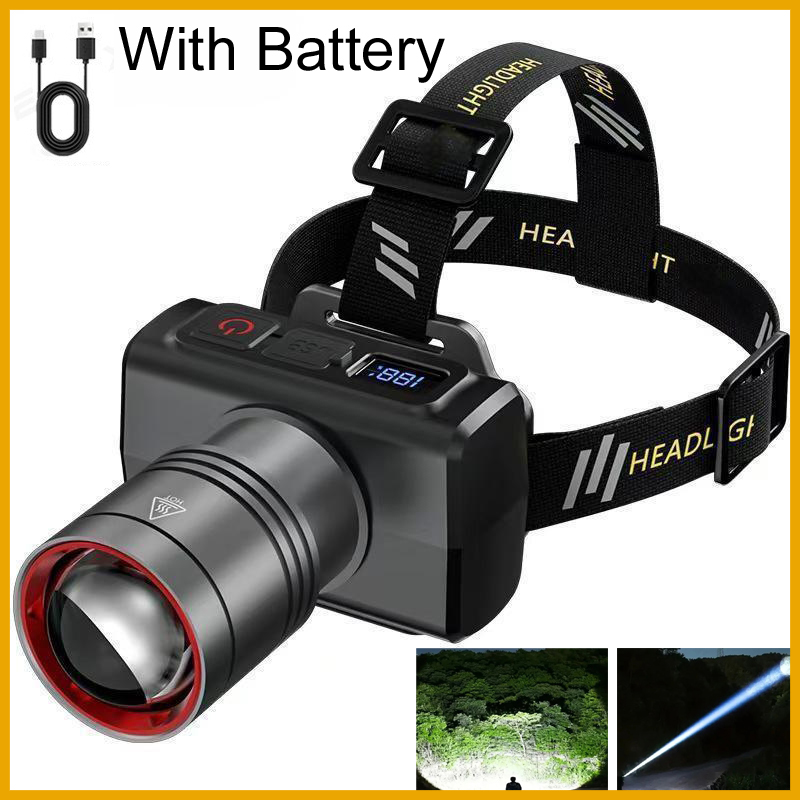 Outdoor Lighting Motion Sensor - 2026 LED digital Rechargeable Headlamp Super