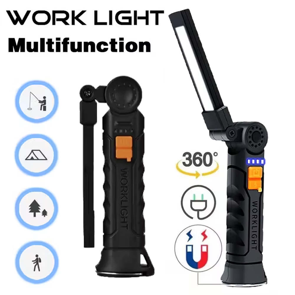Outdoor Lighting Electric - Portable COB LED Flashlight USB Rechargeable