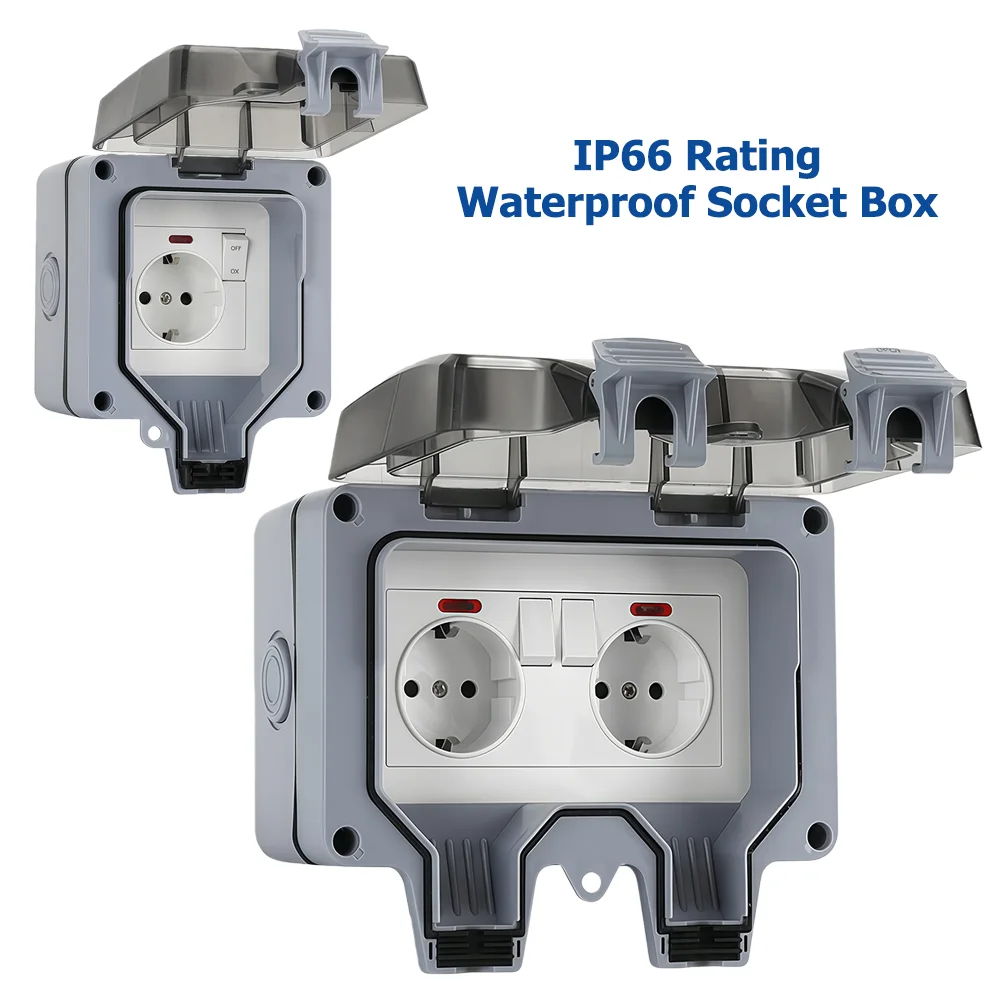 Outdoor Lighting Wall Mount - European-Style Outdoor Socket with Switch Indicator