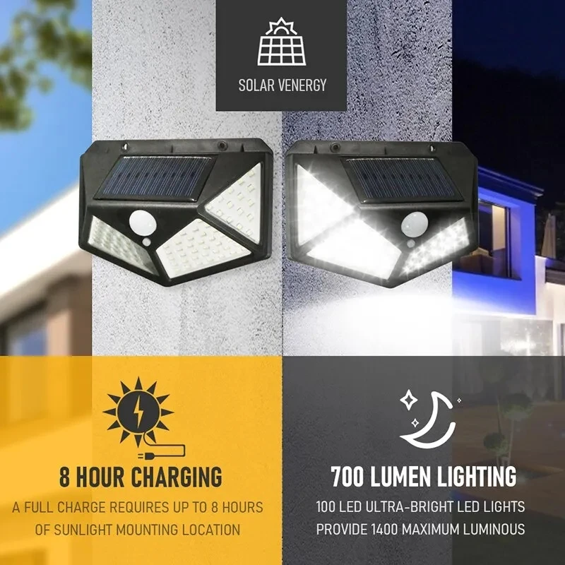 Outdoor Lighting Motion Sensor - 100Led Multifunctional Solar Lamp Outdoor Garden