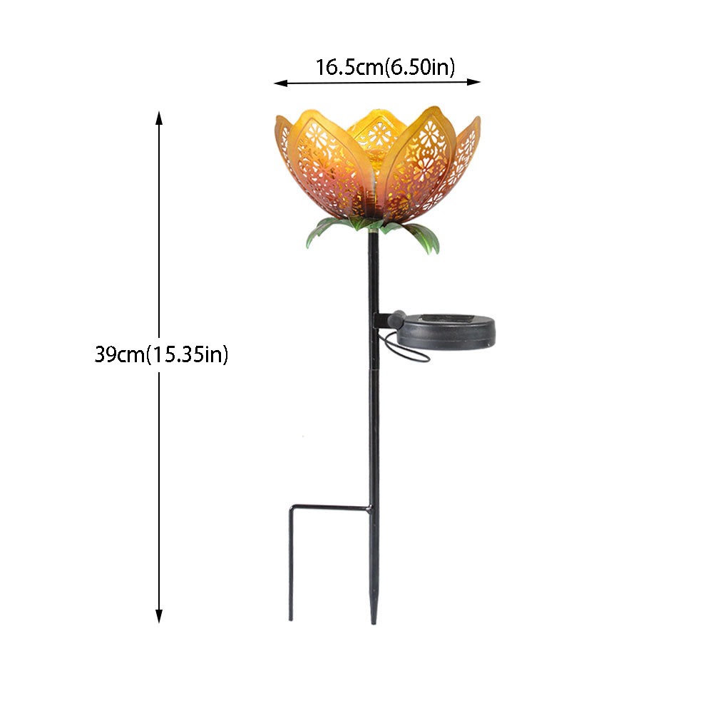 Outdoor Lighting Ground Fixtures - Lotus Shaped Solar Powered Lamp Iron