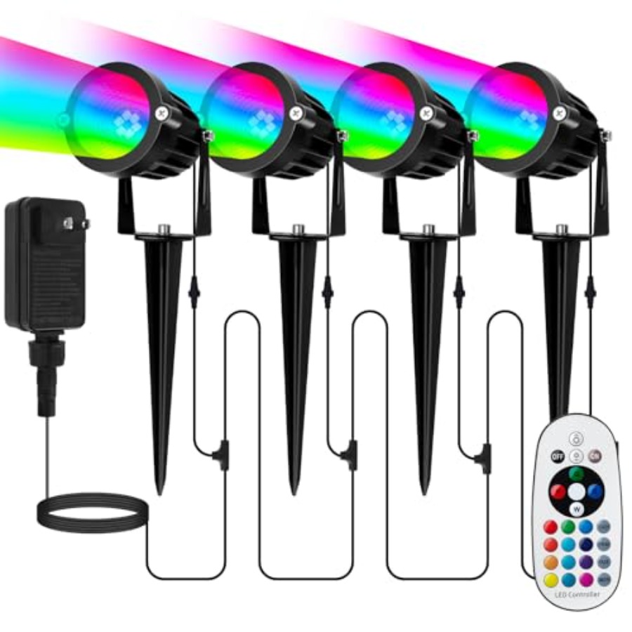 Outdoor Lighting Kits Low Voltage - Spotlight Outdoor for Halloween Christmas: 4-in-1