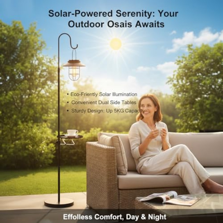 Solar Floor Lamp with Table, 6 - Outdoor Lighting Lamps recension och pris