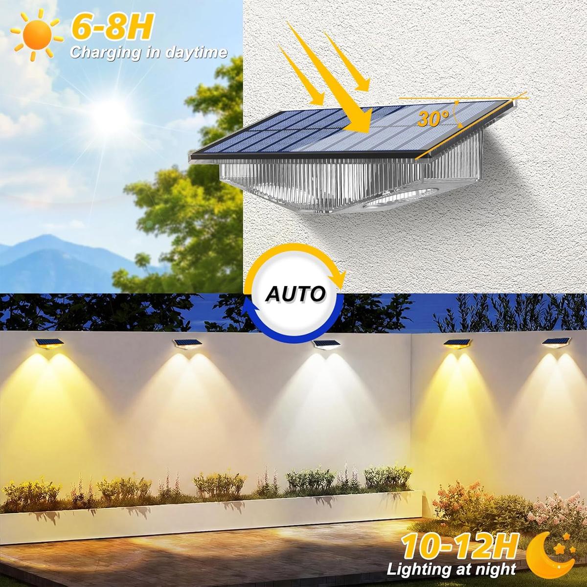 4Pcs Solar Fence Lights LED Wa - Outdoor Yard Lighting Fixtures recension och pris