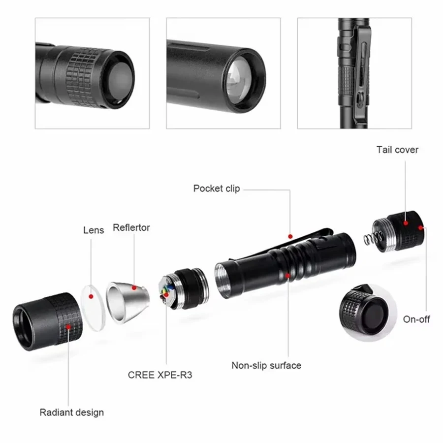 Mini Portable LED Flashlight P - Outdoor Lighting Electric recension och pris