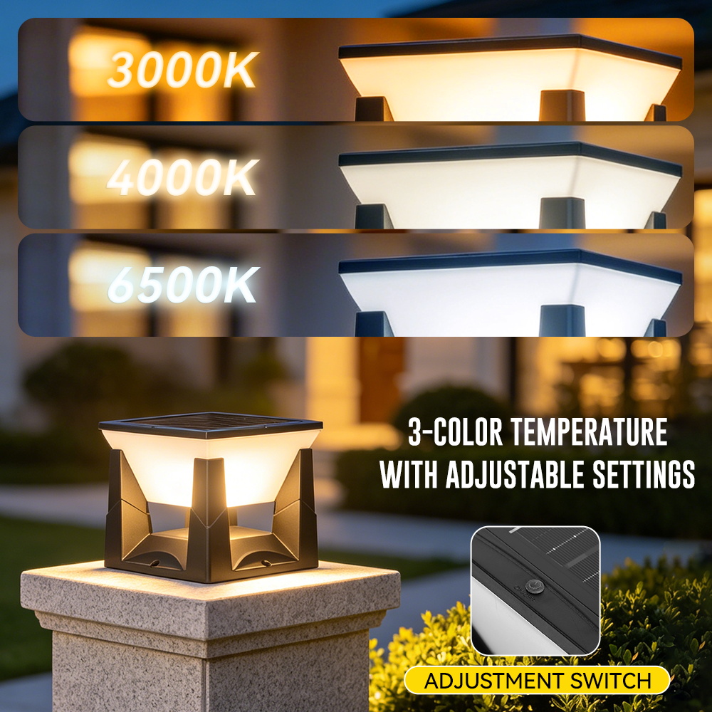 3-Color Solar Post Light IP65  - Outdoor Yard Lighting Fixtures recension och pris
