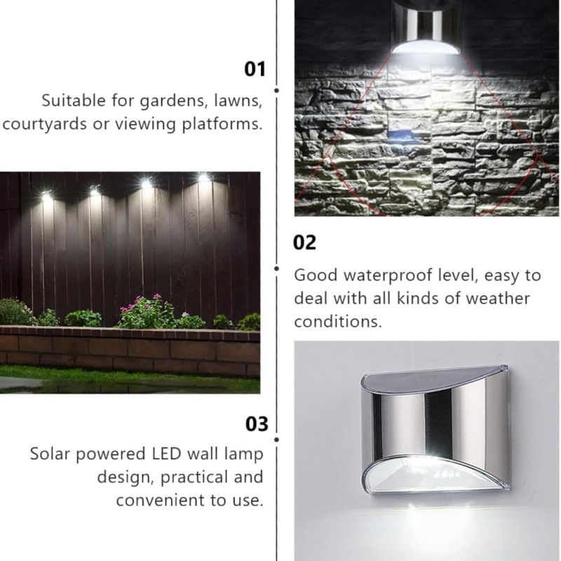 2Pcs Solar Garden Light Stainl - Outdoor Lighting Wall Mount recension och pris