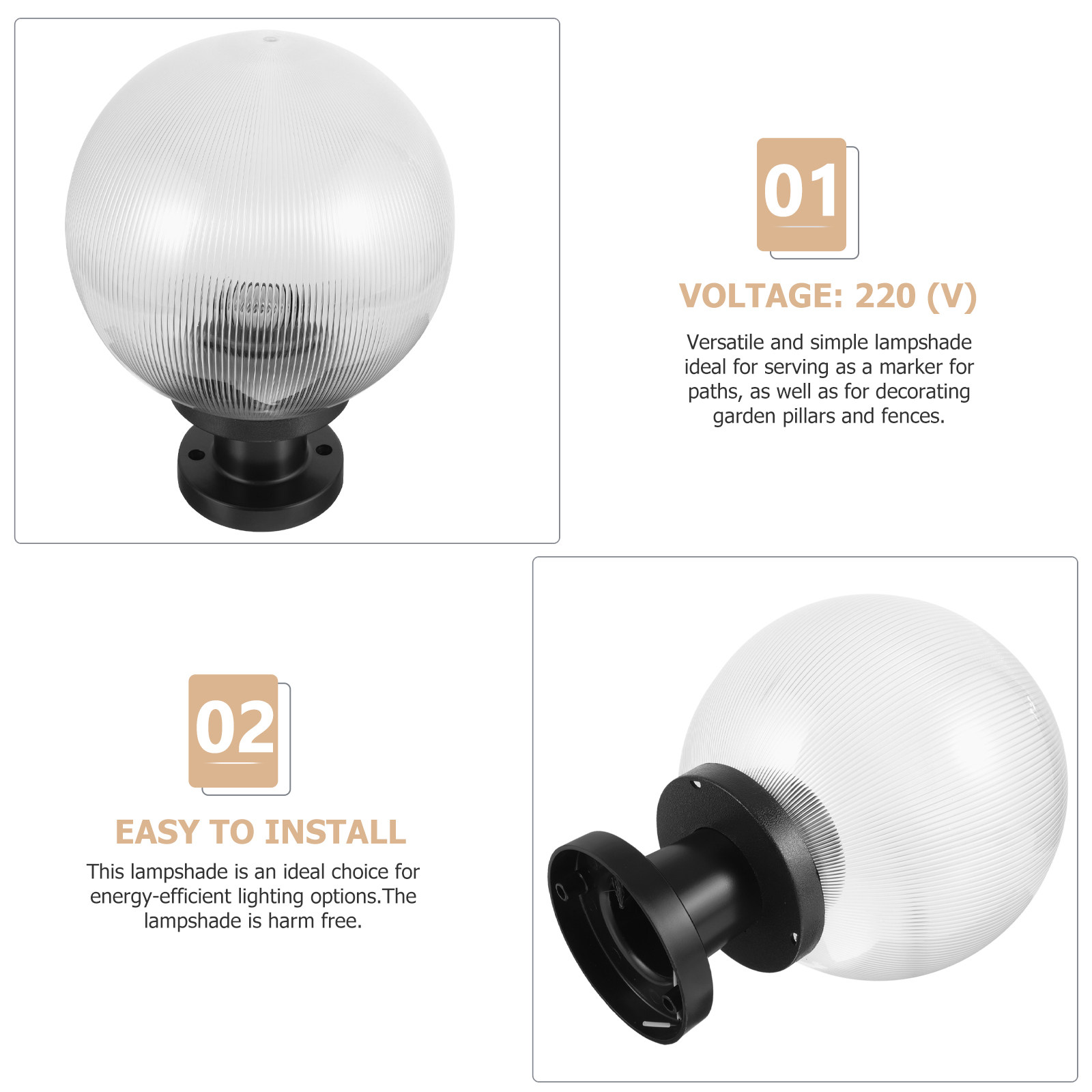 1Set Acrylic Globe Lampshade O - Outdoor Yard Lighting Fixtures recension och pris