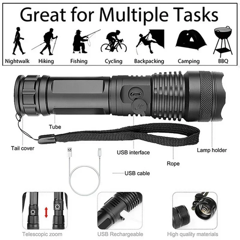 High Power XHP70 Led Flashligh - Outdoor Lighting Electric recension och pris